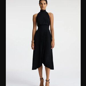 A.L.C. Renzo Black Matte Pleated Dress